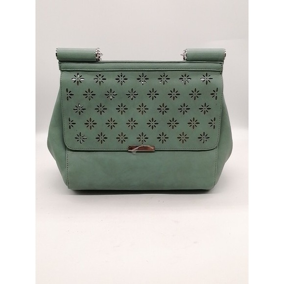 Hotter‎ Womens Handbag Green L Purse Leather Detachable Strap Snap Pockets NEW - Picture 1 of 9